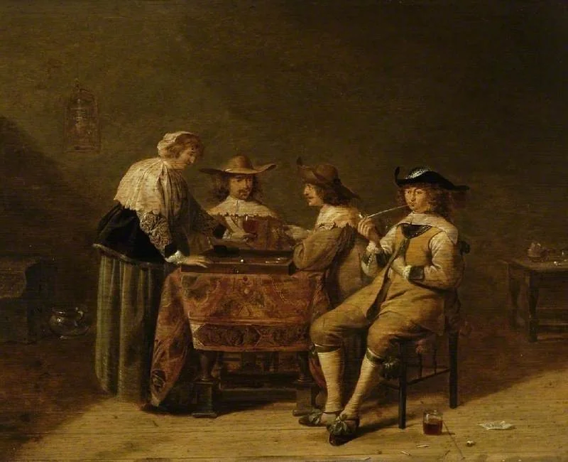 Gentlemen playing backgammon