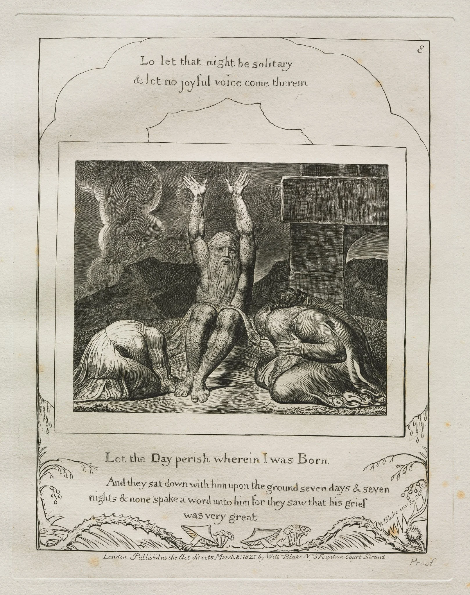 The Book of Job:  Pl. 8, Let the Day perish wherein I was Born, by William Blake, 1825