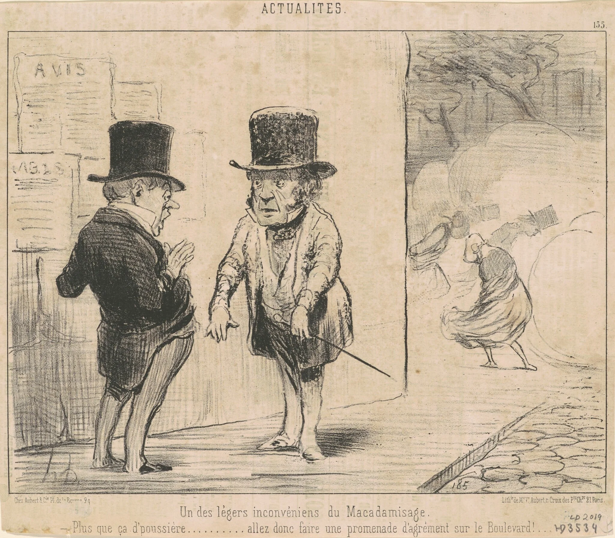 Un des ... inconvéniens du macadamisage ..., by Honoré Daumier, ink, 1850
