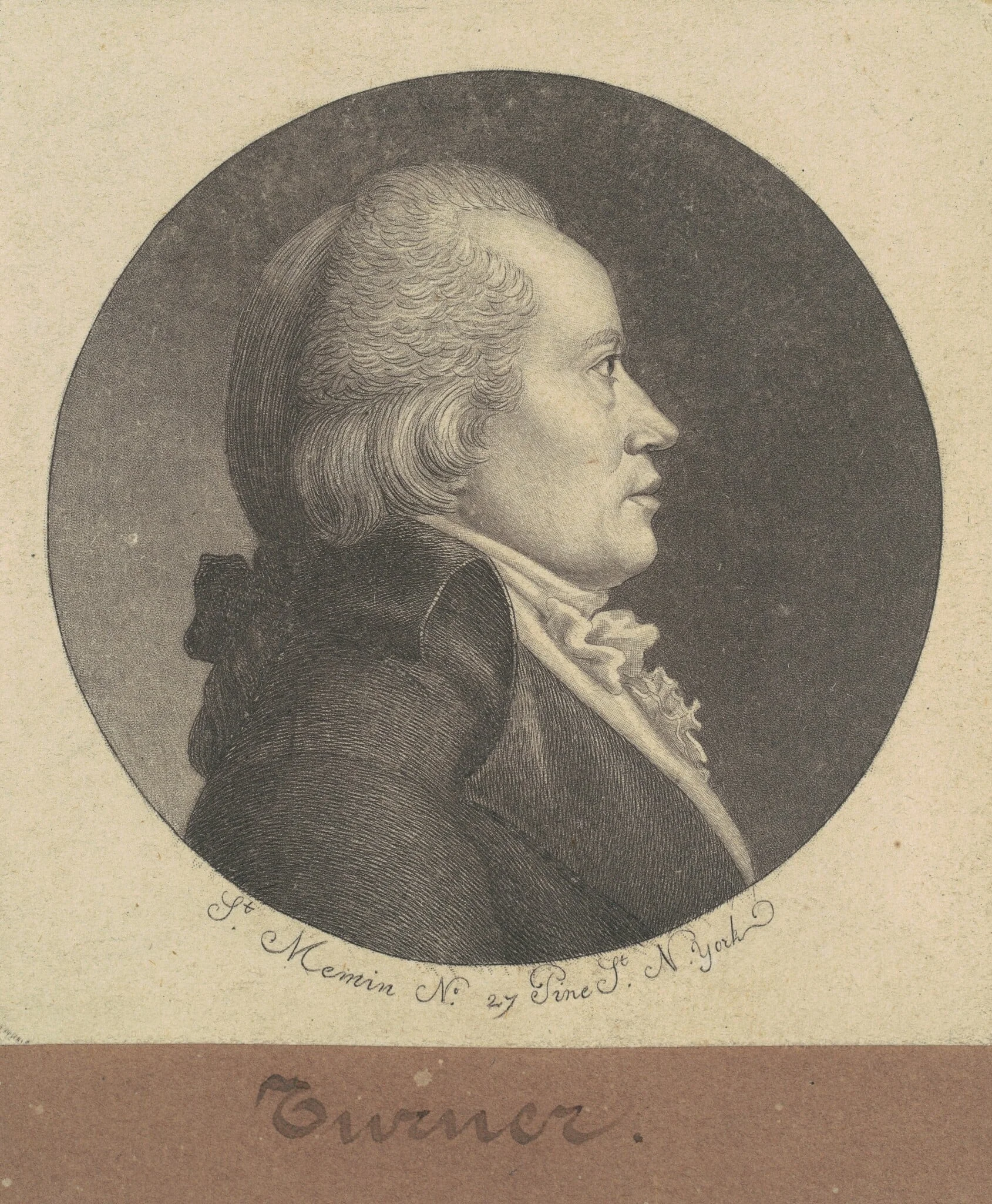 Turner, by Charles Balthazar Julien Févret de Saint-Mémin, ink, 1797