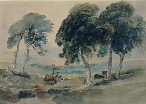 Landscape with wagon and cattle