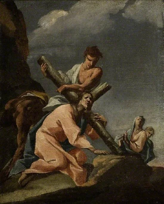 Christ falling under the Cross, by Nicolò Grassi, oil, 1731
