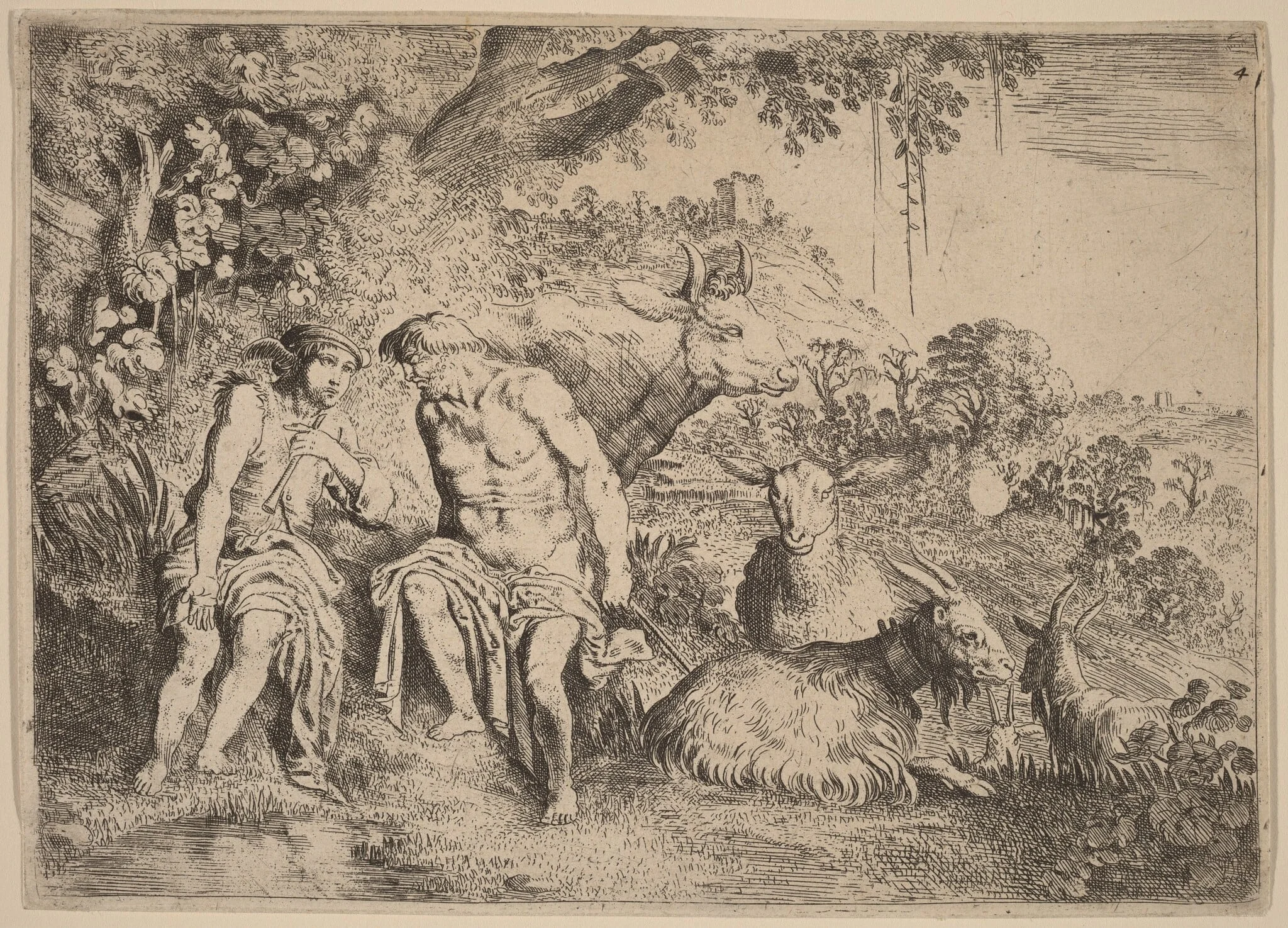 Mercury Lulling Argus to Sleep, by Moyses van Uyttenbroeck, ink, 1619