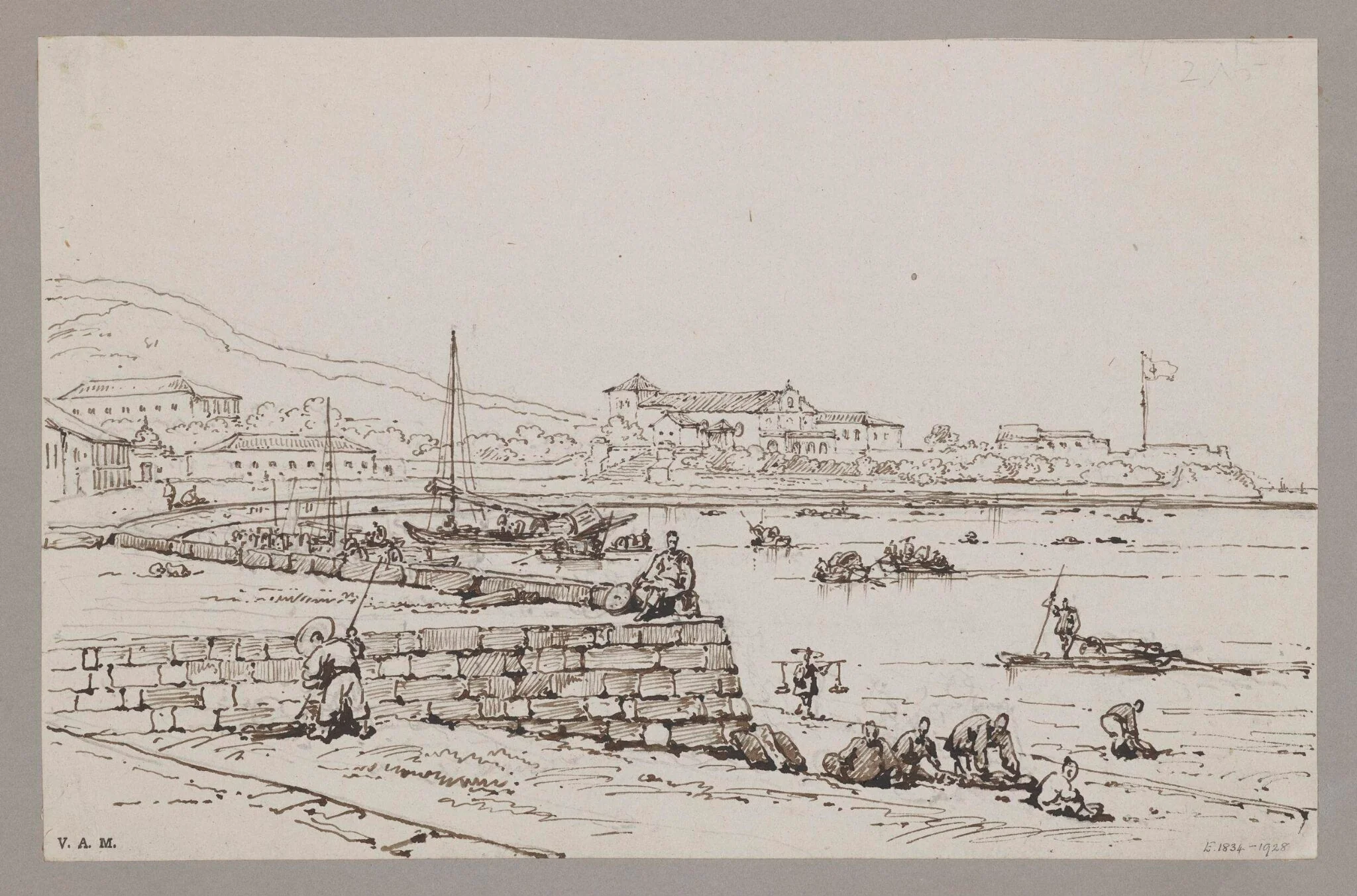 The bay, Macau, with the church and fort of S. Francisco