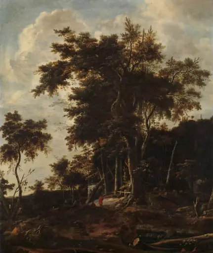 Forest landscape with a woodsman's shed