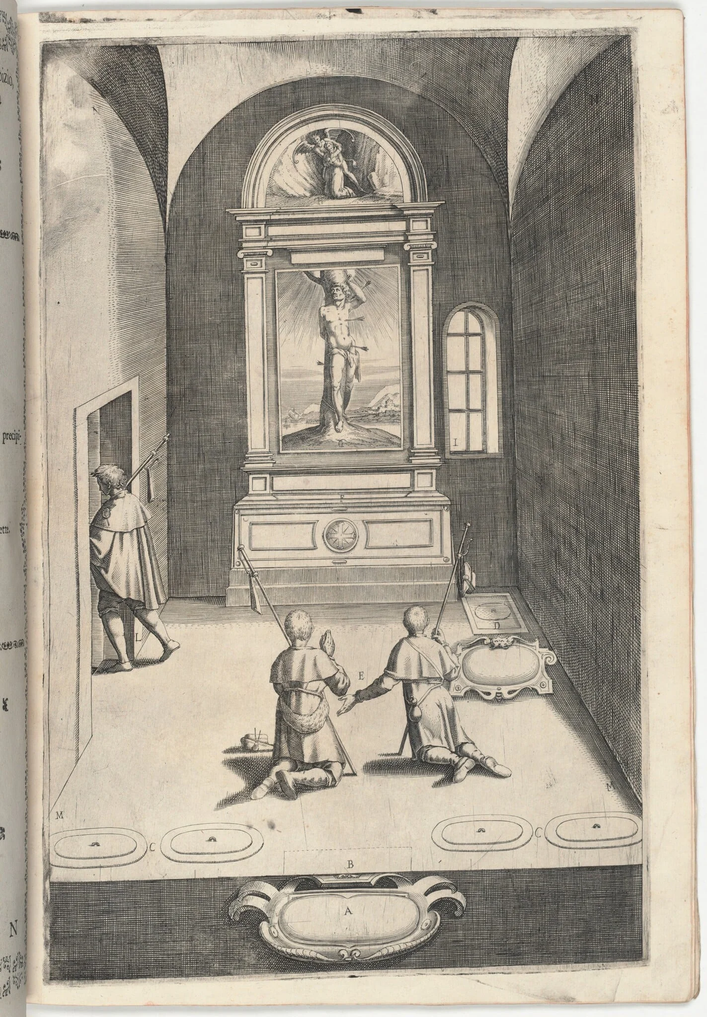 Chapel of Saint Sebastian (Cappella di San Sebastiano) [plate N], by Jacopo Ligozzi, ink, 1612