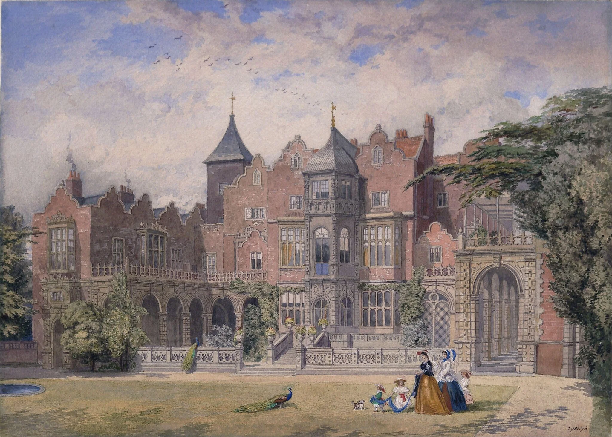 Holland House, Kensington, by John Wykeham Archer, watercolor, 1825