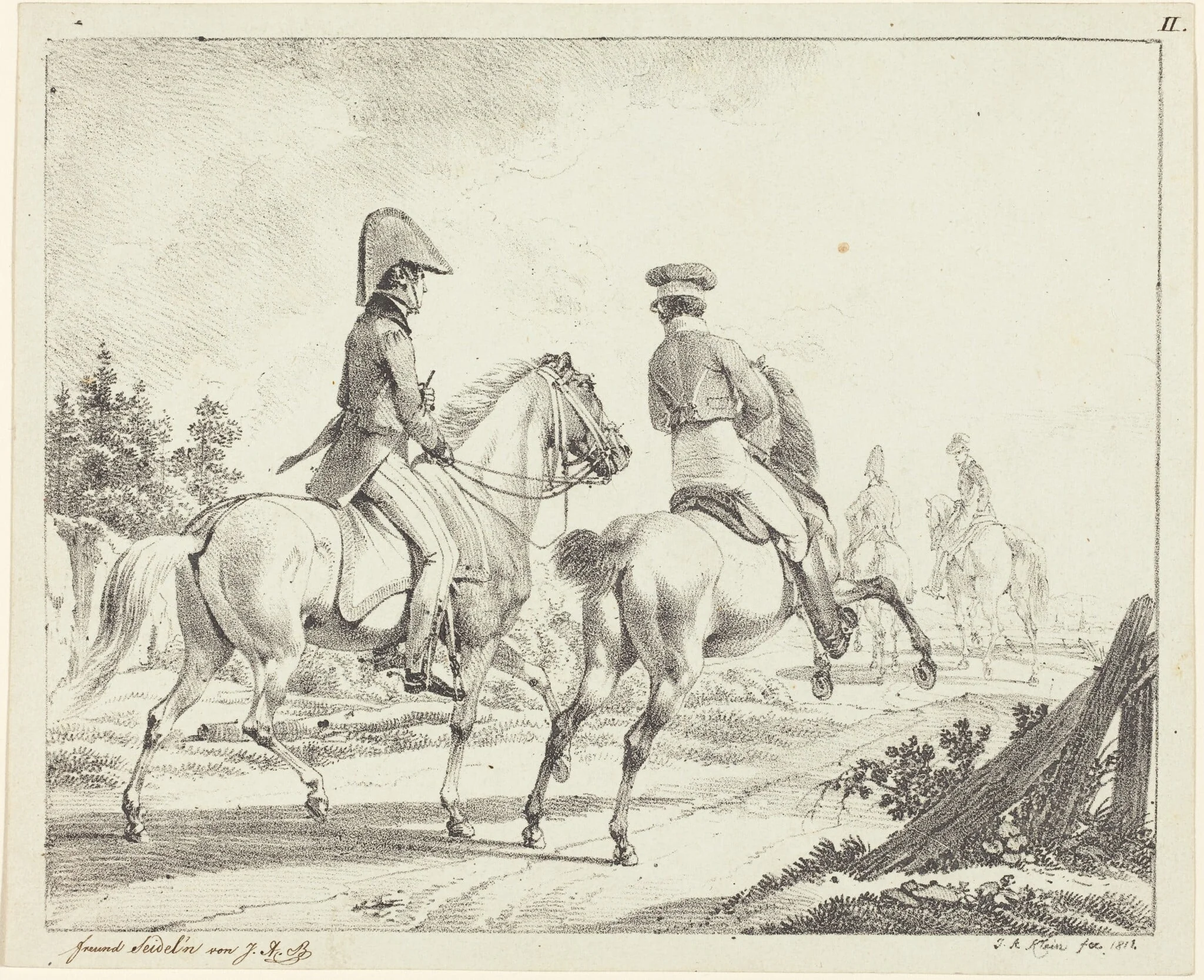 Erlangen Students on Horseback, by Johann Adam Klein, ink, 1811
