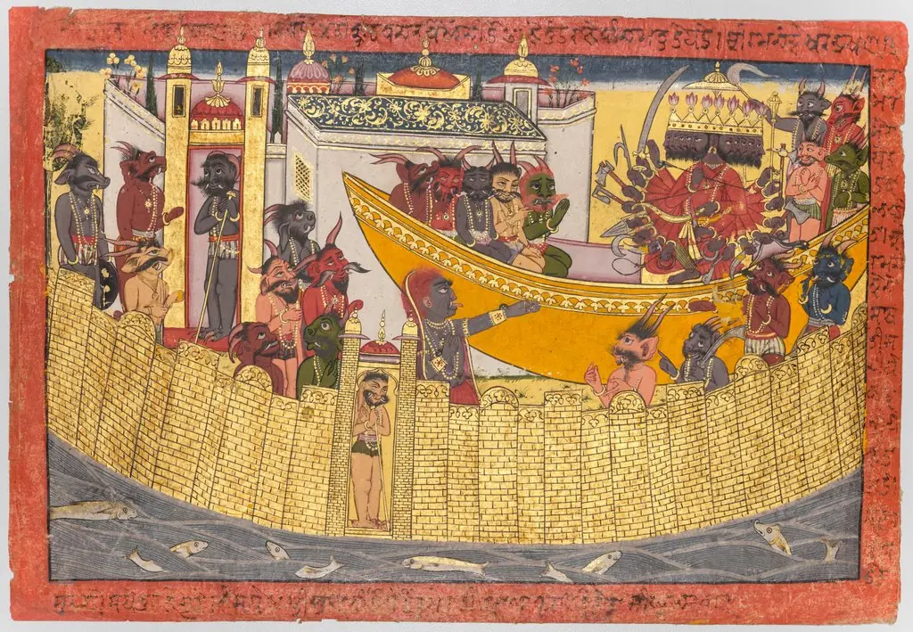 Ravana’s sister Shurpanakha complains that Lakshmana cut off her nose and ears, from Chapter 31 of the Aranya Kanda (Book of the Forest) of a “Shangri” Ramayana (Rama’s Journey)