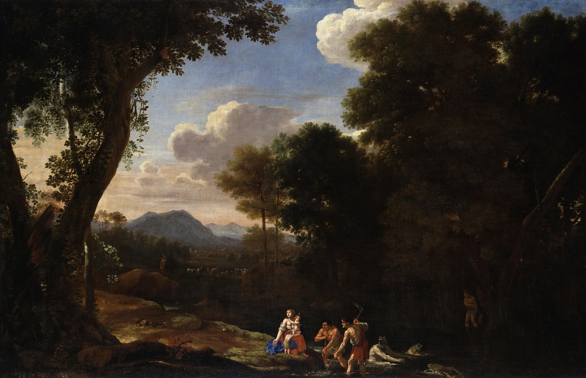 An Italian Landscape with Staffage from the Latona Story