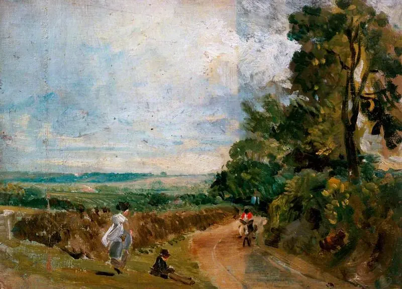 A Country Road with Trees and Figures (recto)