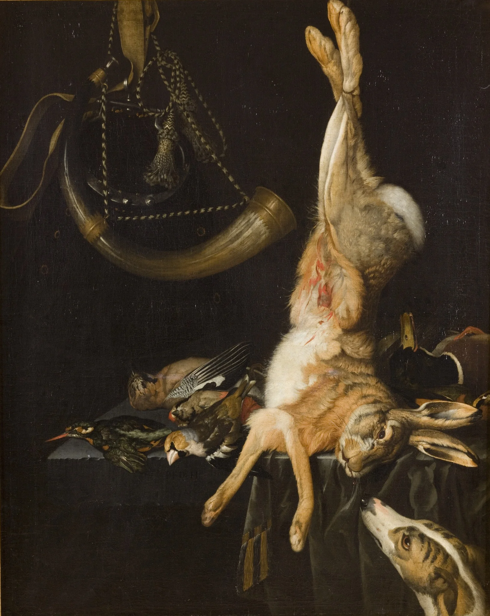 Still Life with a Hare, by Philipp Ferdinand de Hamilton, oil, 1701