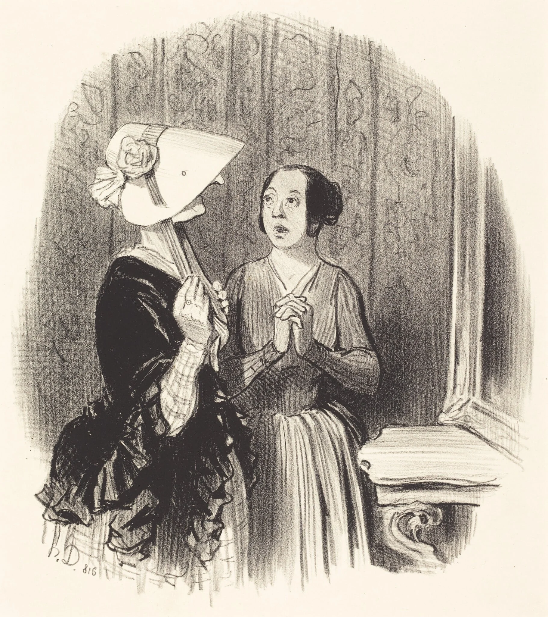 Un Chapeau Pamèla, by Honoré Daumier, ink, 1845