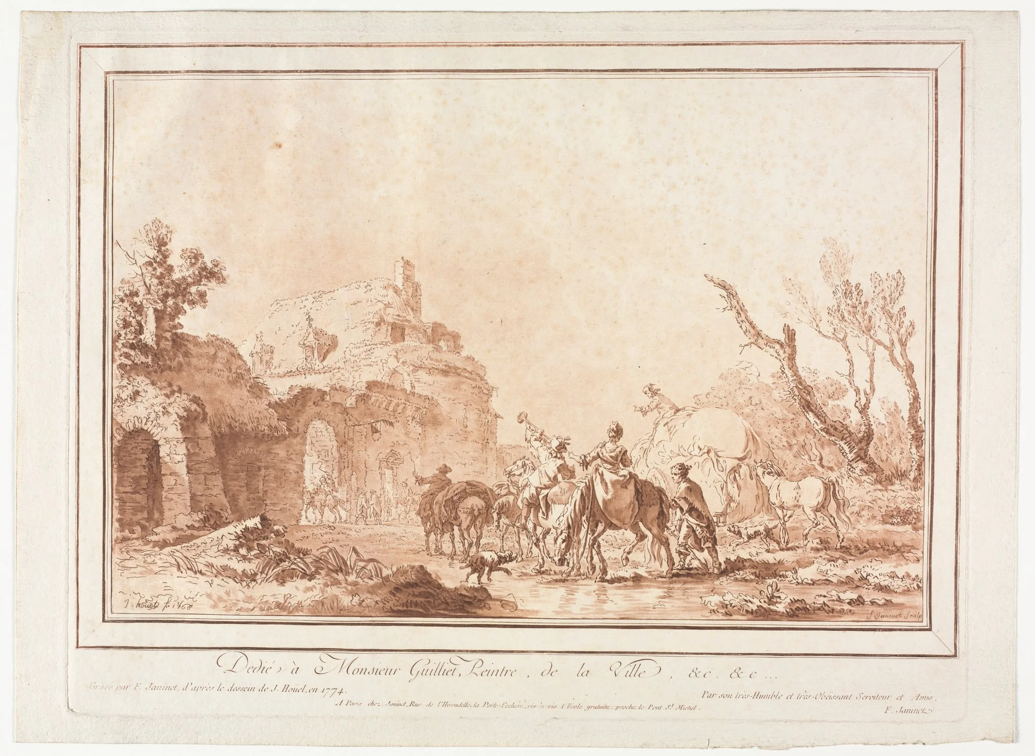 Before the Rampart of a Village, by Jean-François Janinet, 1774