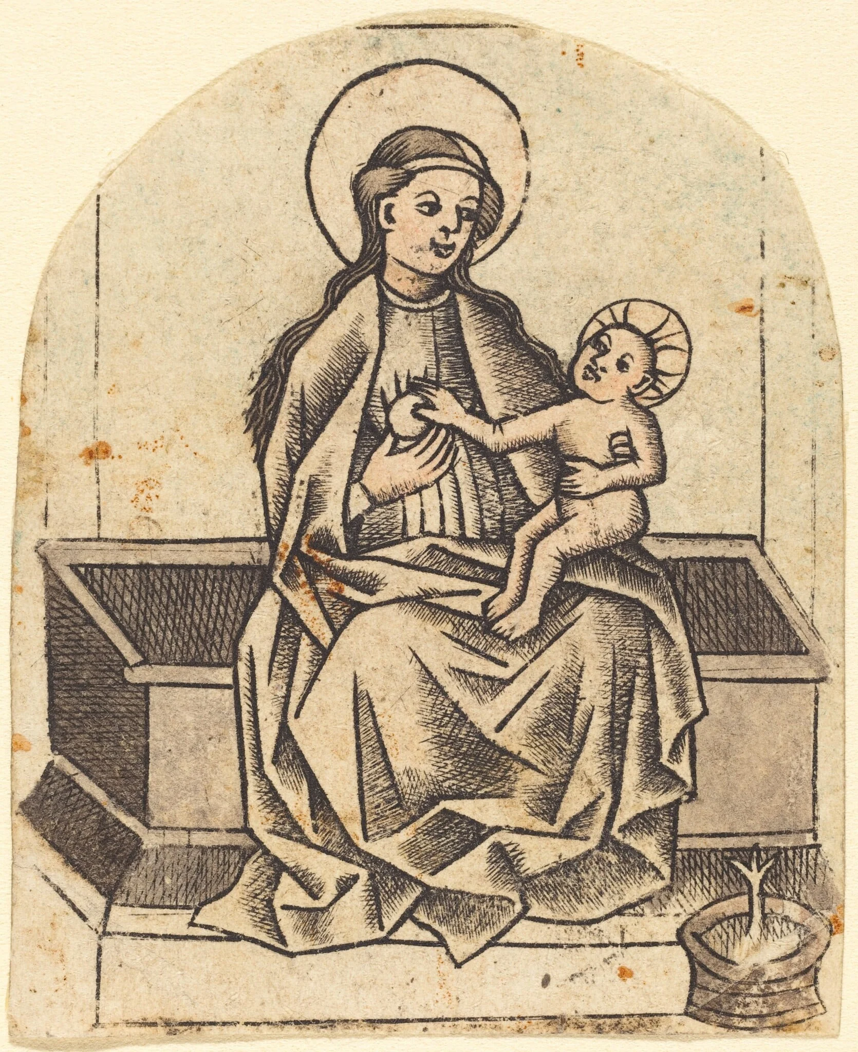 Madonna and Child, by Master of the Dutuit Mount of Olives, ink, 1460