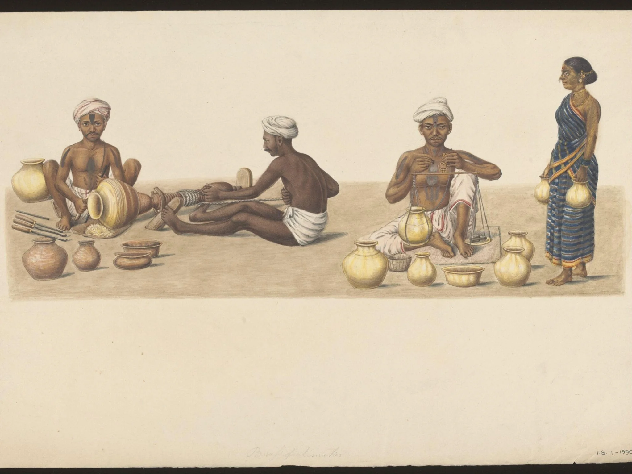 Brass pot makers, by Unknown, paint, 1840