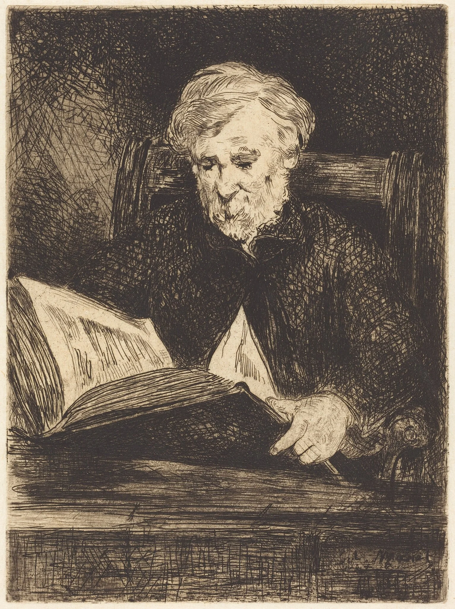 The Reader (Le liseur), by Edouard Manet, ink, 1861