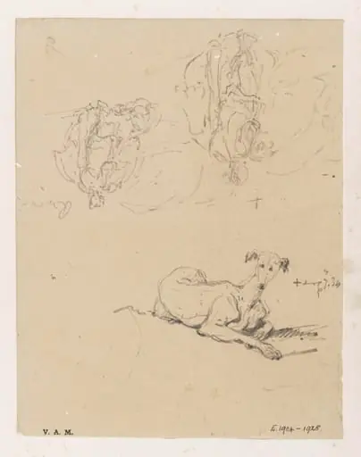 A dog, and two boatwomen by their beached craft