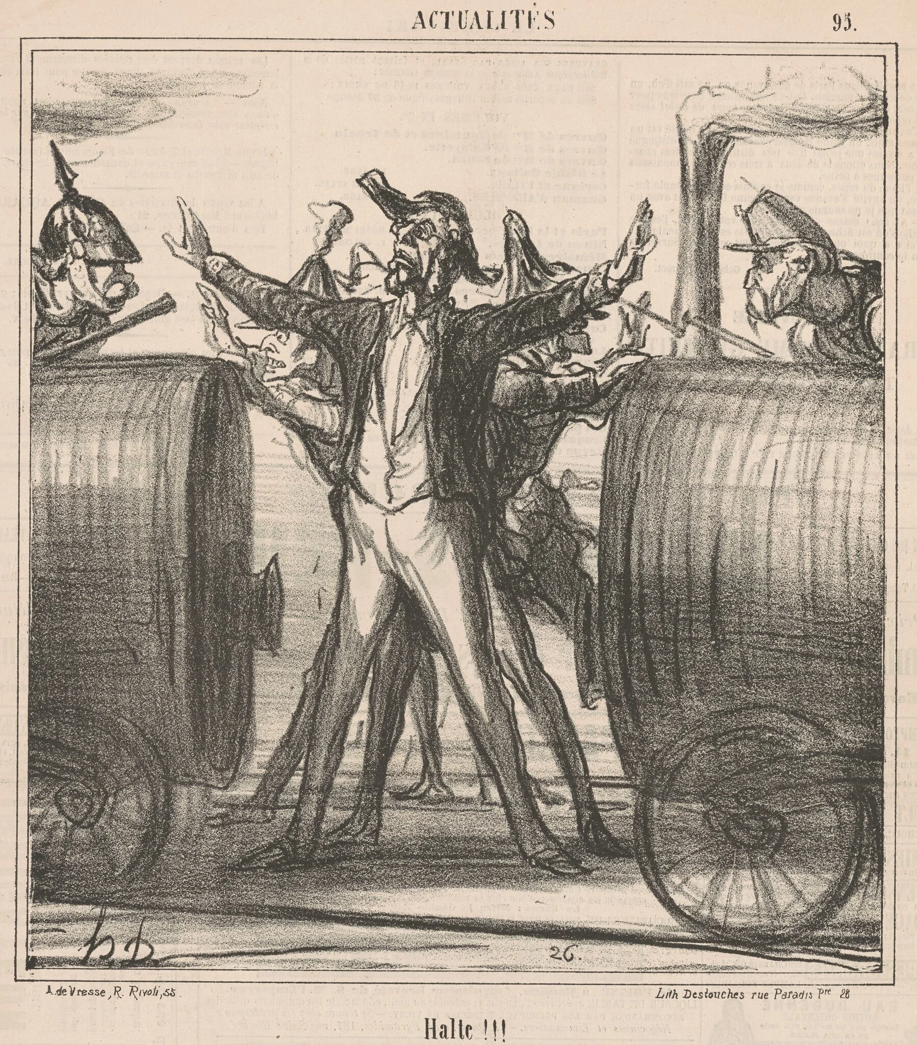Halte!!!, by Honoré Daumier, ink, 1867