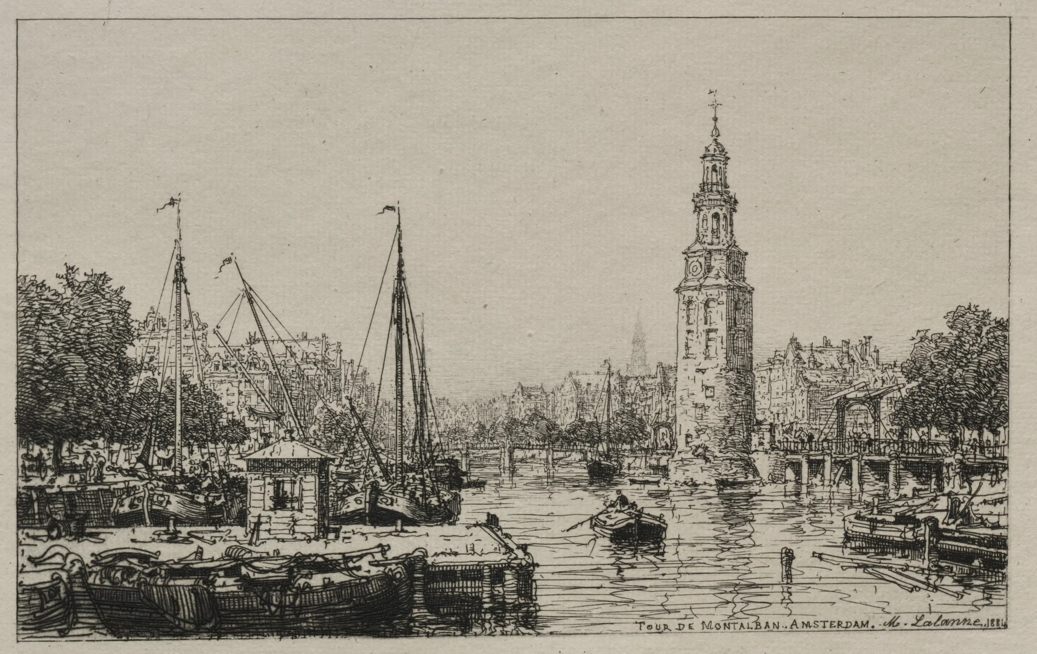 Tour de Montelban, Amsterdam, by Maxime Lalanne, 1884