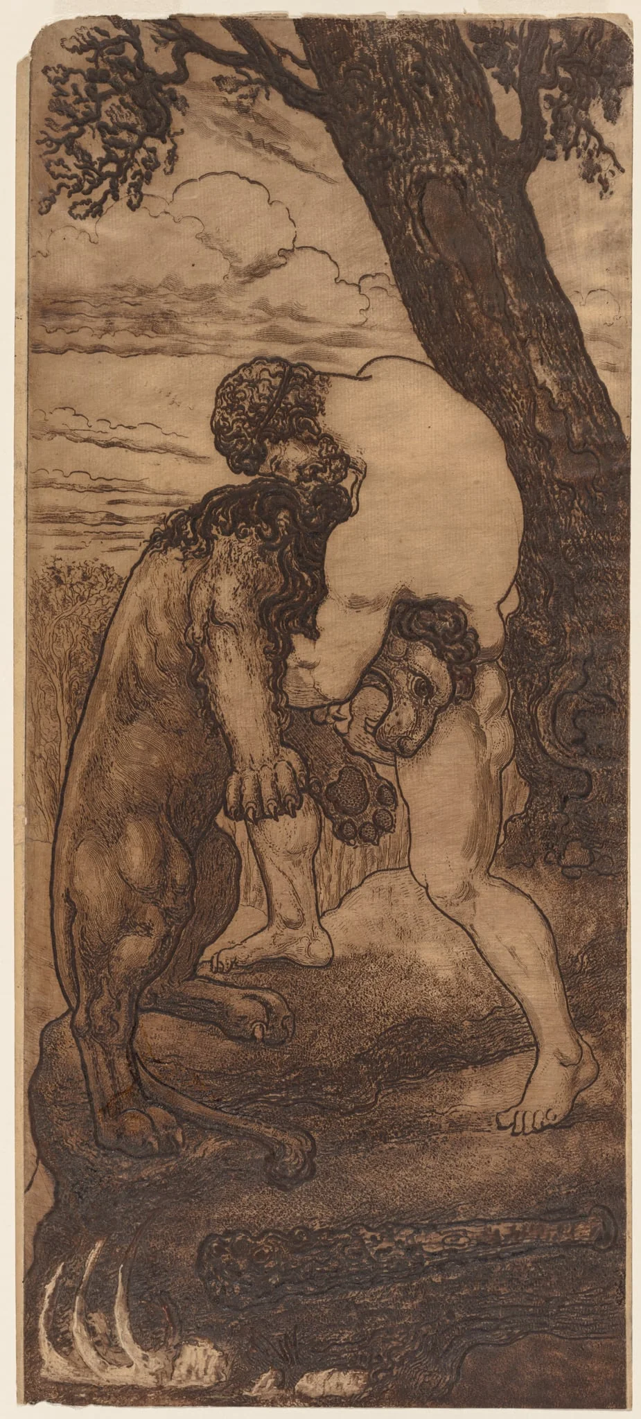 Hercules and the Nemean Lion, by Henri-Arthur Lefort des Ylouses, 1898