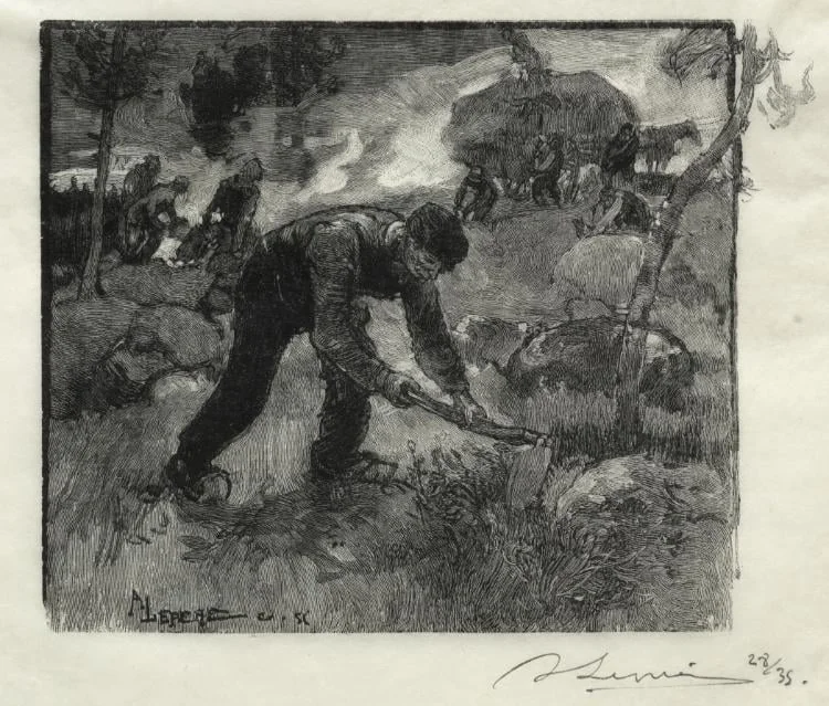 Arracheurs de bruyères, by Auguste Lepère, 1887
