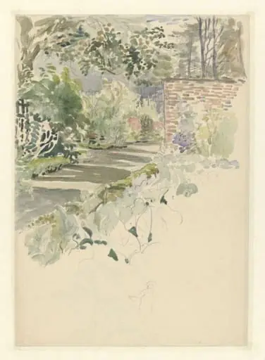 Sketch of the garden at Gwaynynog for the frontispiece of <i>The Tale of the Flopsy Bunnies</i>