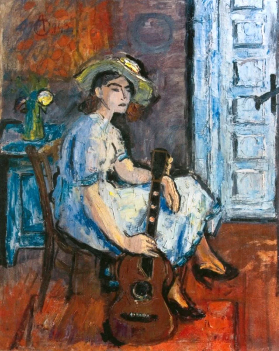 Femeie cu chitară, by Alexandru Ciucurencu, unspecified, 1942
