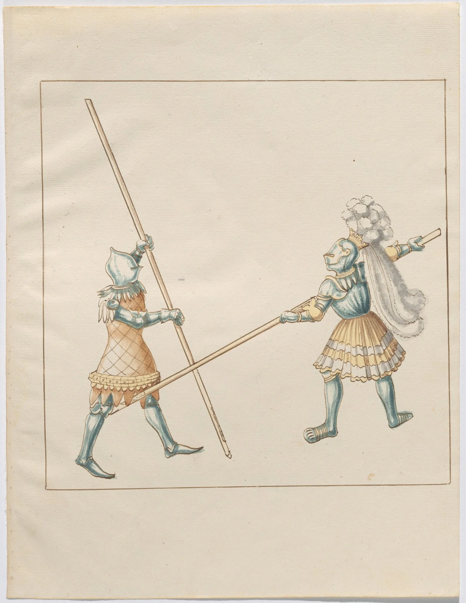 Foot Combat with Pikes, by German 16th Century, ink, 1514
