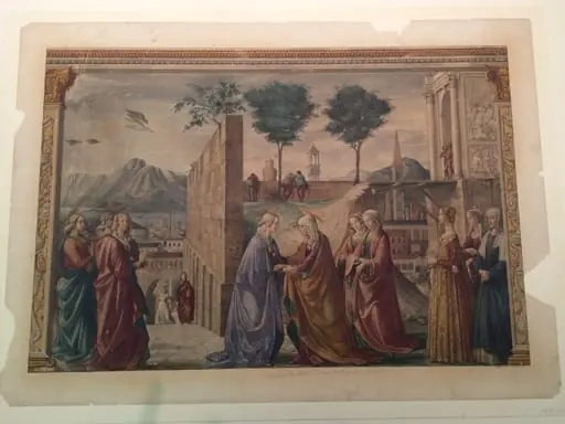 Watercolour, copy after The Visitation, Domenico Ghirlandaio in the Tornabuoni Chapel, Santa Maria Novella (Florence)