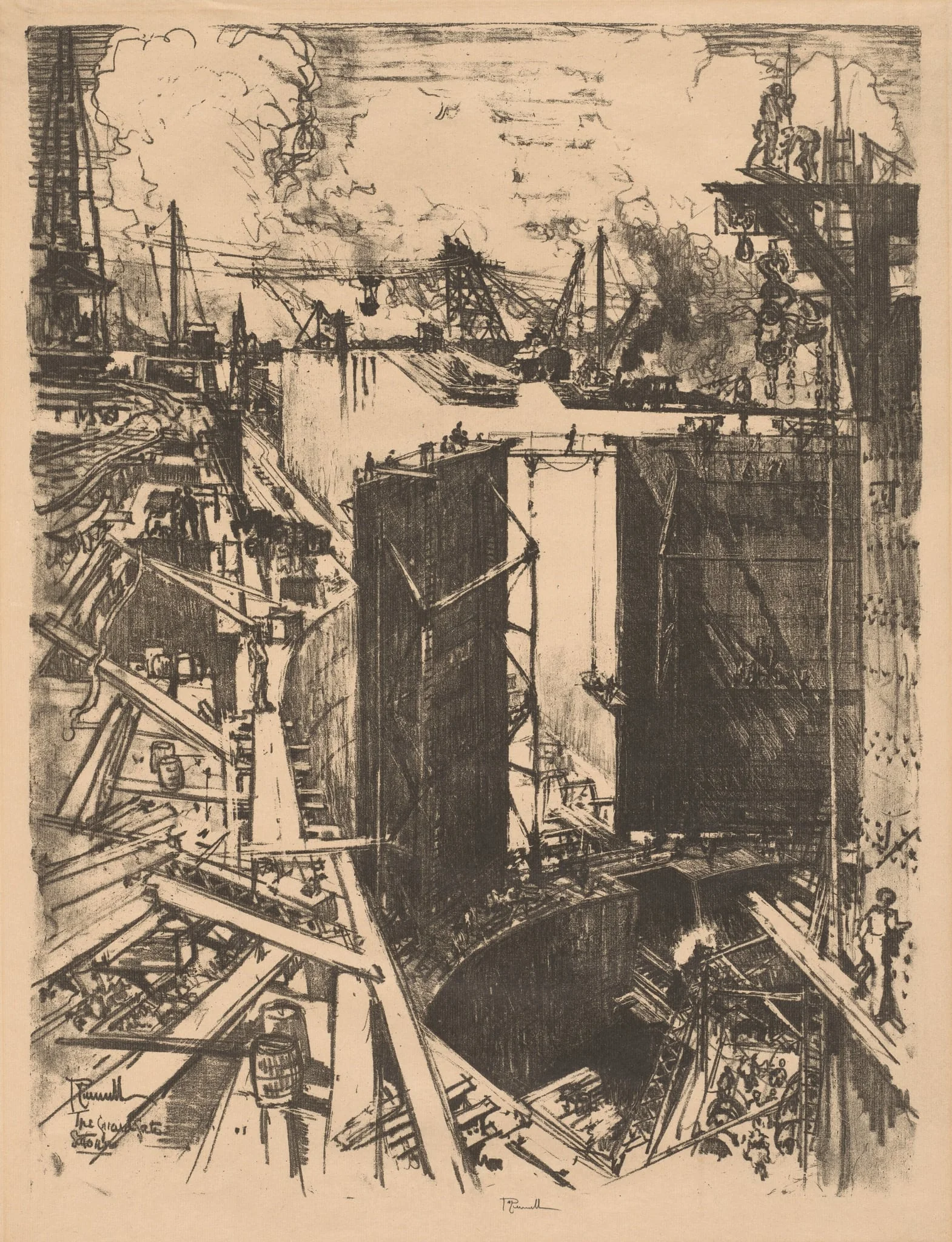 The Guard-Gate, Gatun Lock, Panama, by Joseph Pennell, 1912