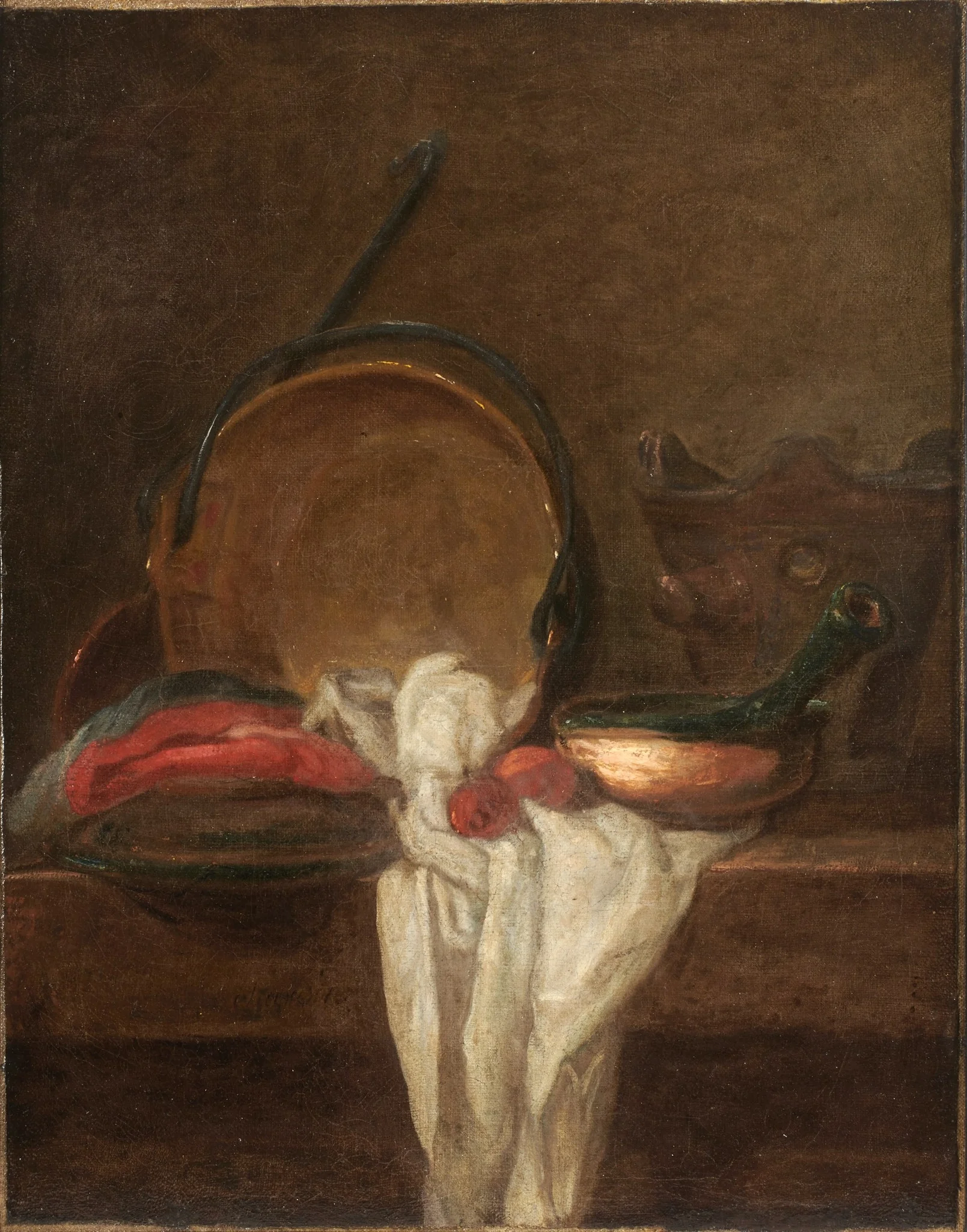 Cooking Pots and Ladle with a White Cloth