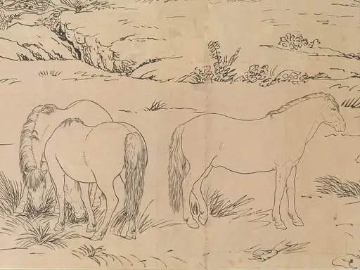 清 郎世寧	百駿圖白描稿 卷|One Hundred Horses