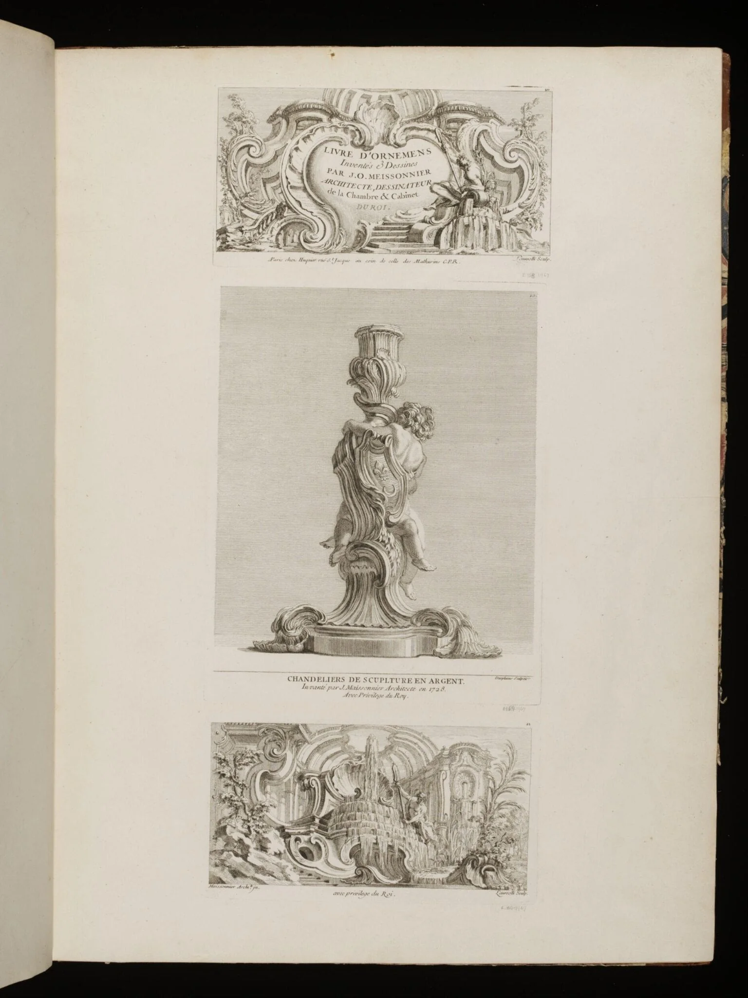 Chandeliers de Sculpture en Argent, by Louis Desplaces, 1745