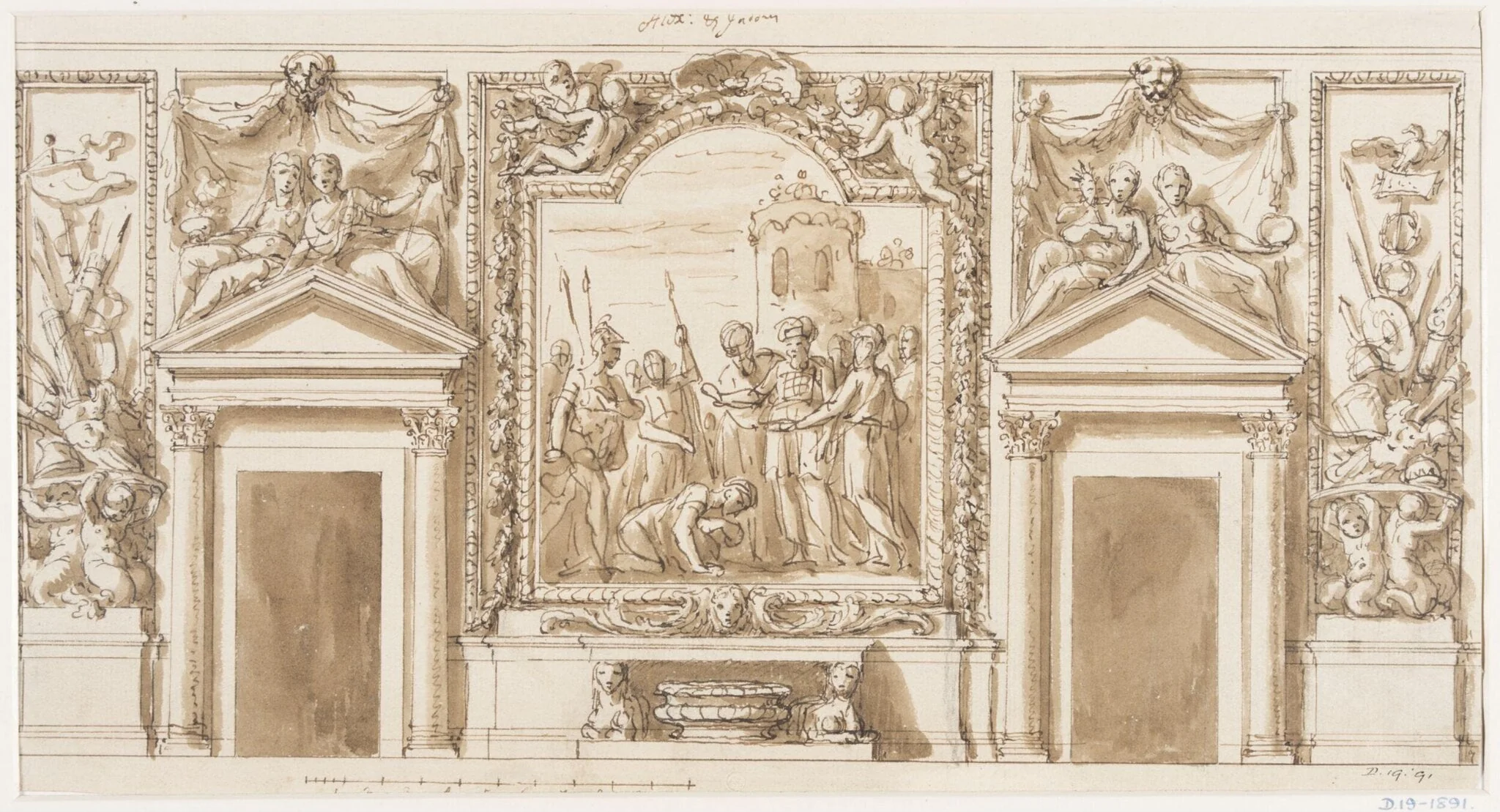 Design for the lower wall of the Great Hall at Moor Park, Hertfordshire