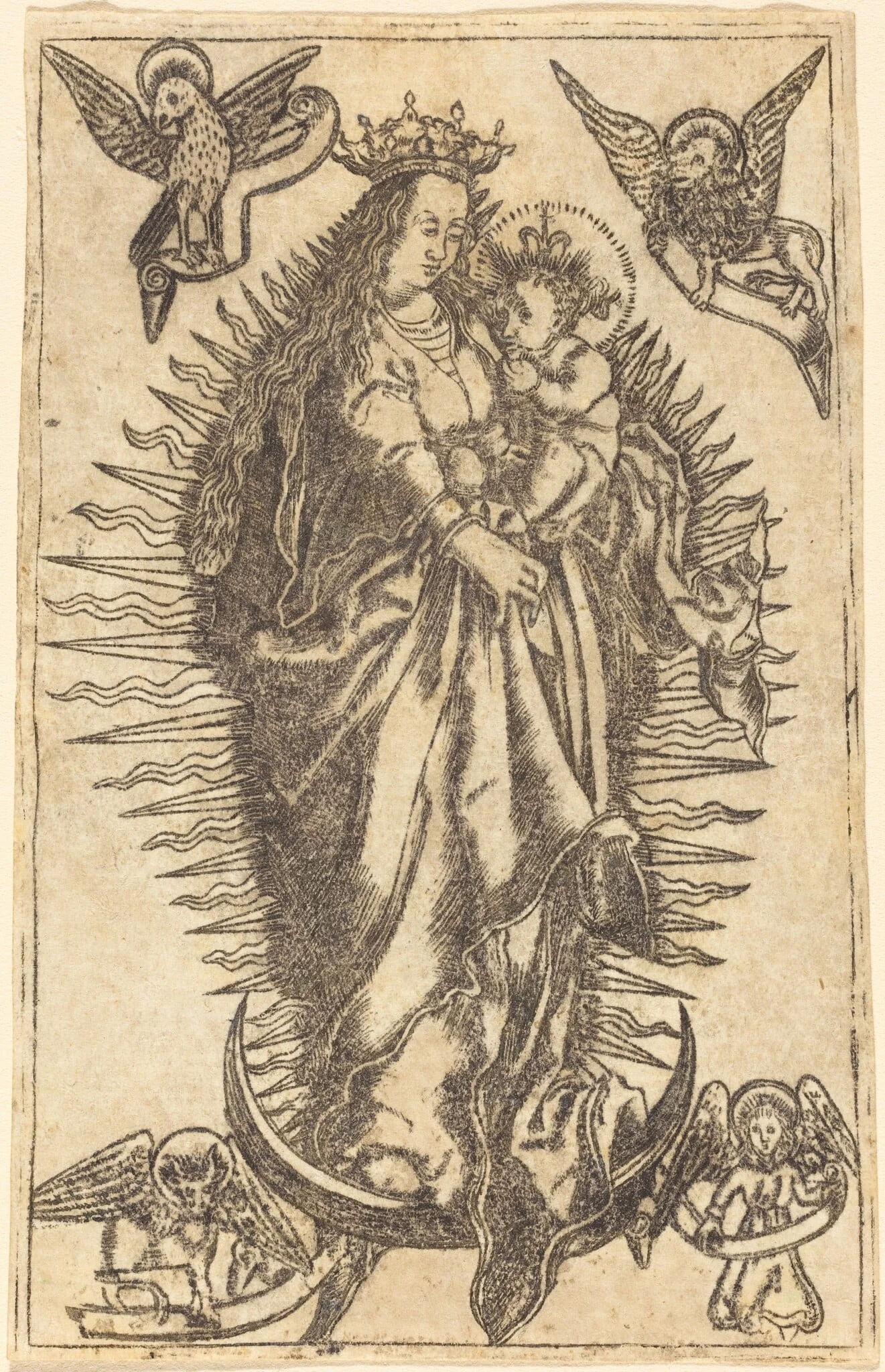Madonna and Child, by German 16th Century, ink, 1550