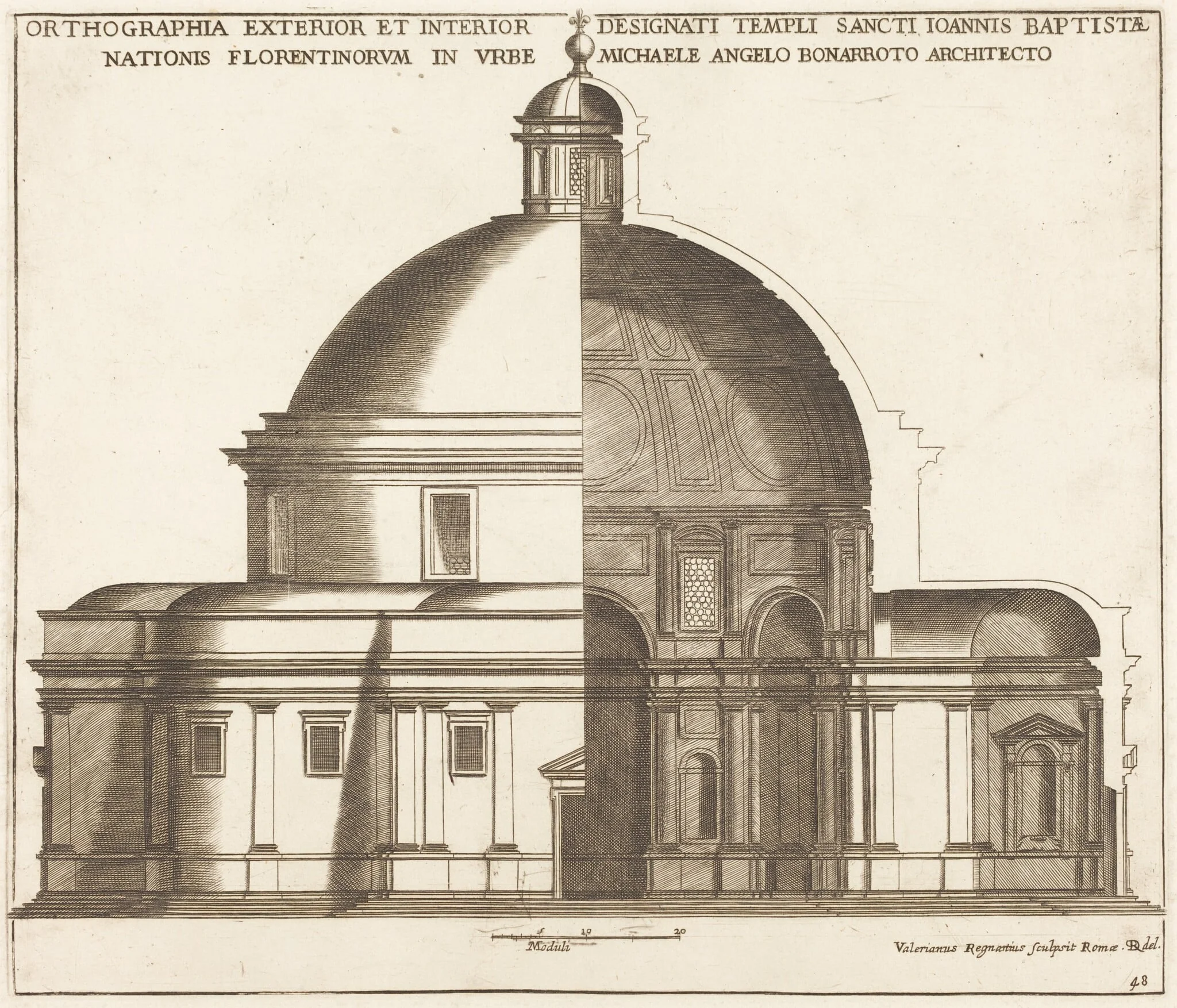 Section of the Church of Saint John the Baptist, by Valerien Regnard, ink, 1650