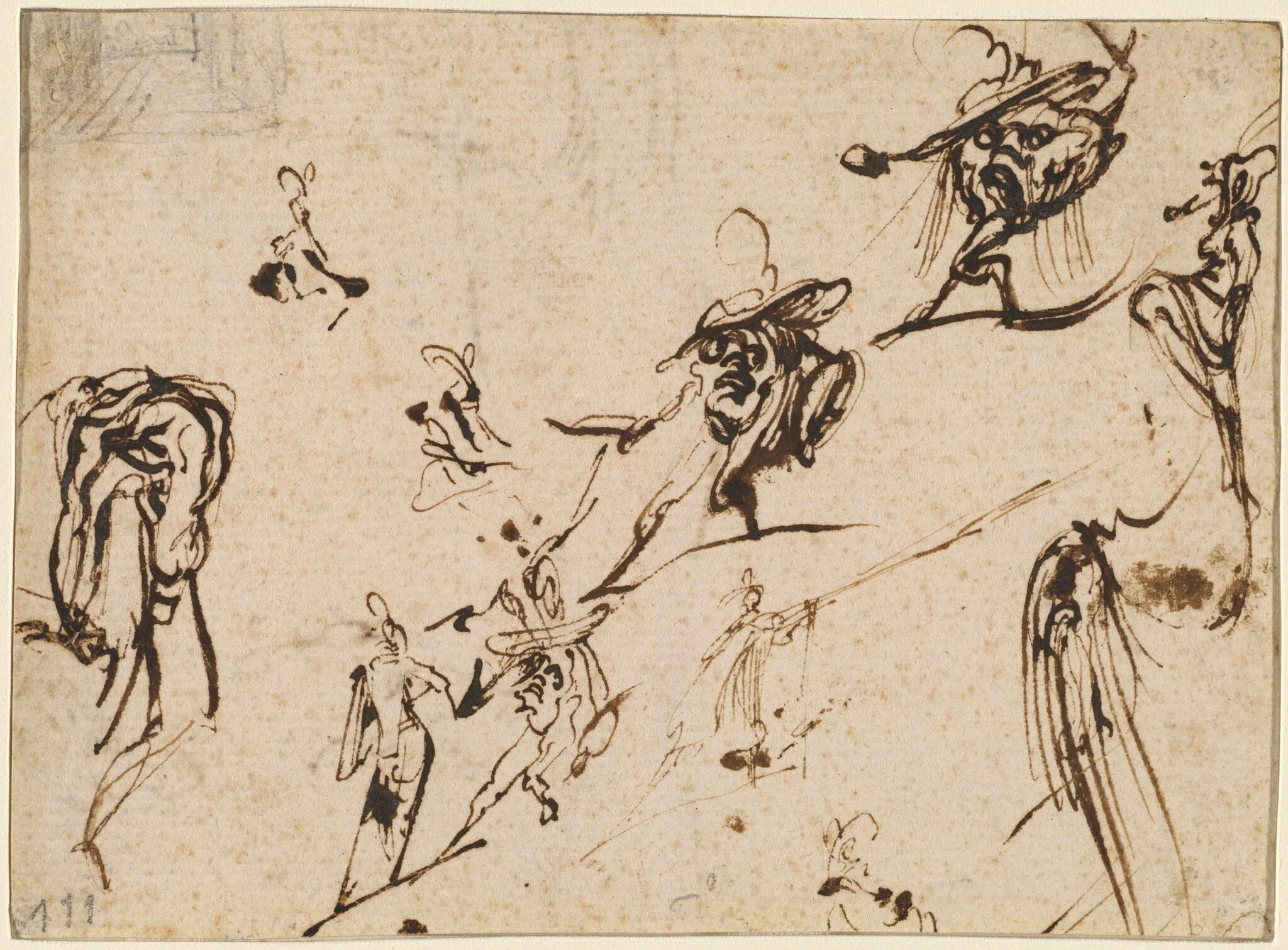 Gobbi and Other Bizarre Figures, by Jacques Callot, ink, 1616