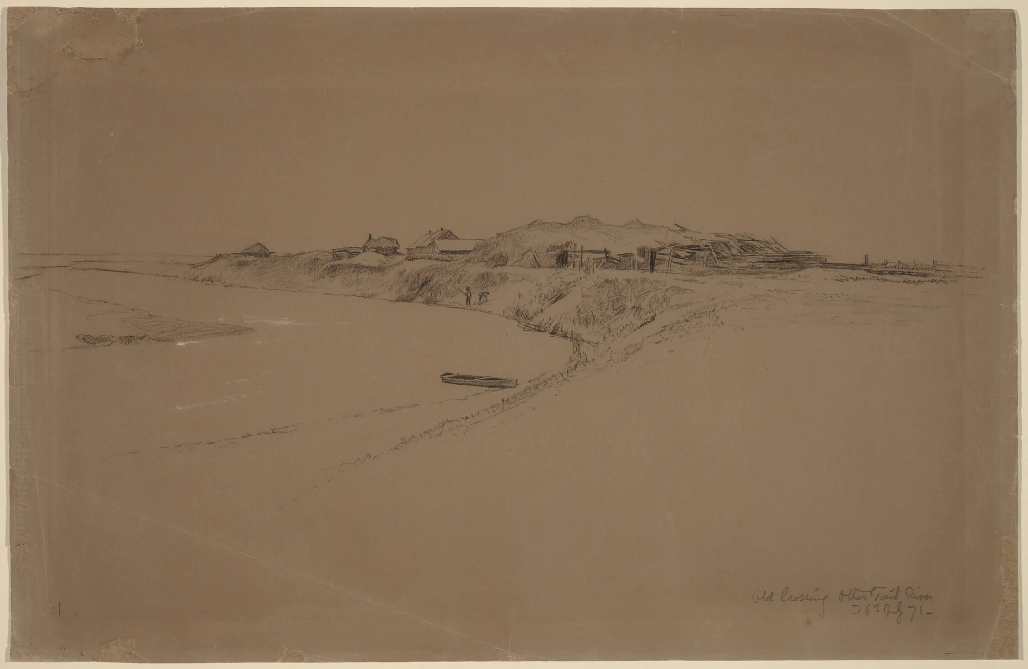 Old Crossing, Otter Tail River, by Homer Dodge Martin, chalk, 1871