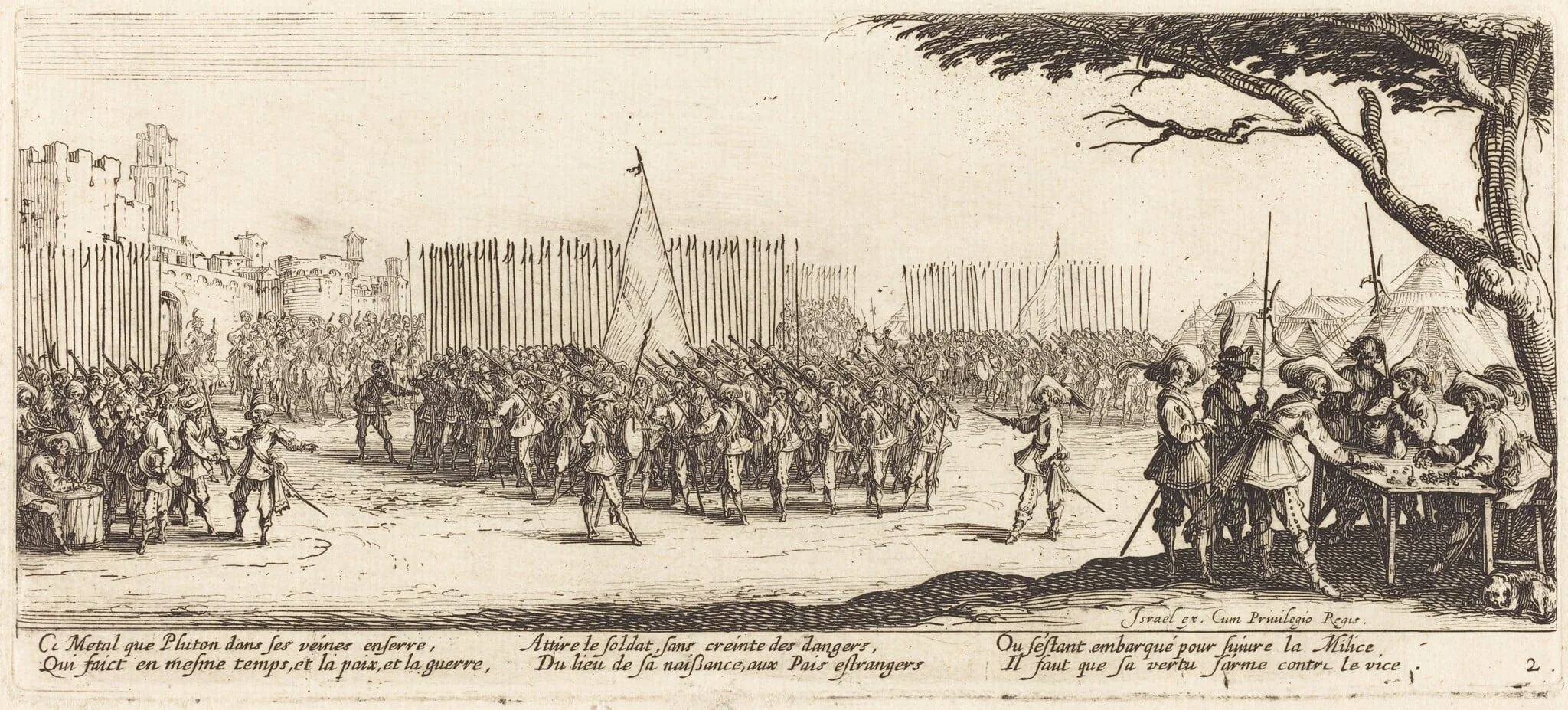 Recruitment of Troops, by Jacques Callot, ink, 1633