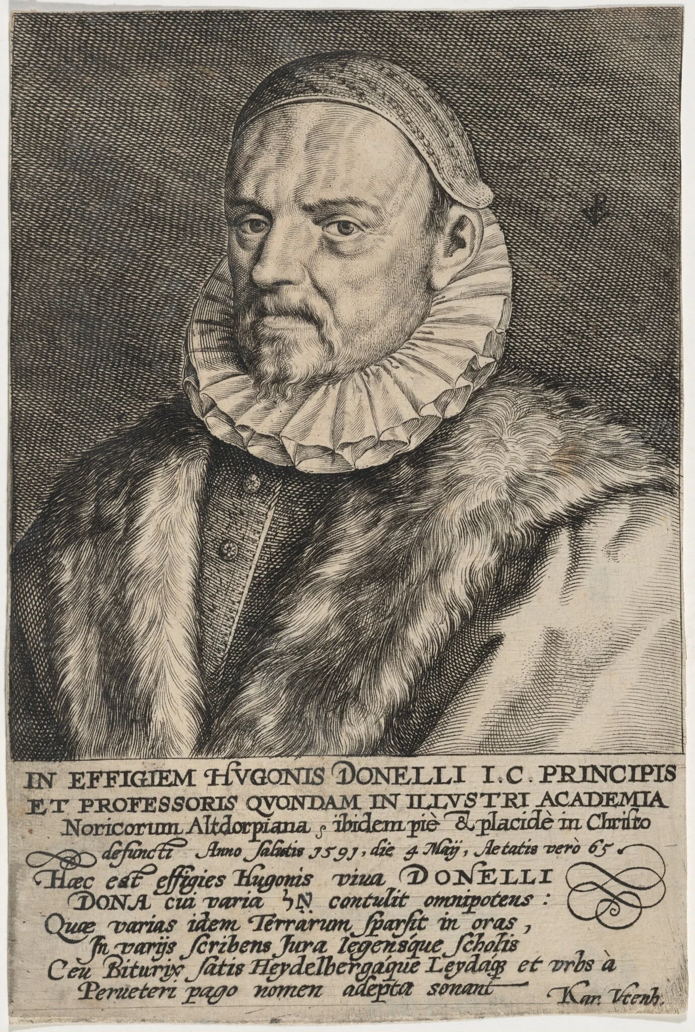 Hugo Donellus, by Crispijn van de Passe I, ink, 1601