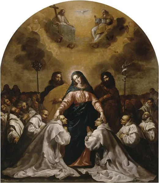 The Virgin Accompanied by Saint Joseph and Saint John the Baptist Shelters the Carthusian Order Beneath her Robes