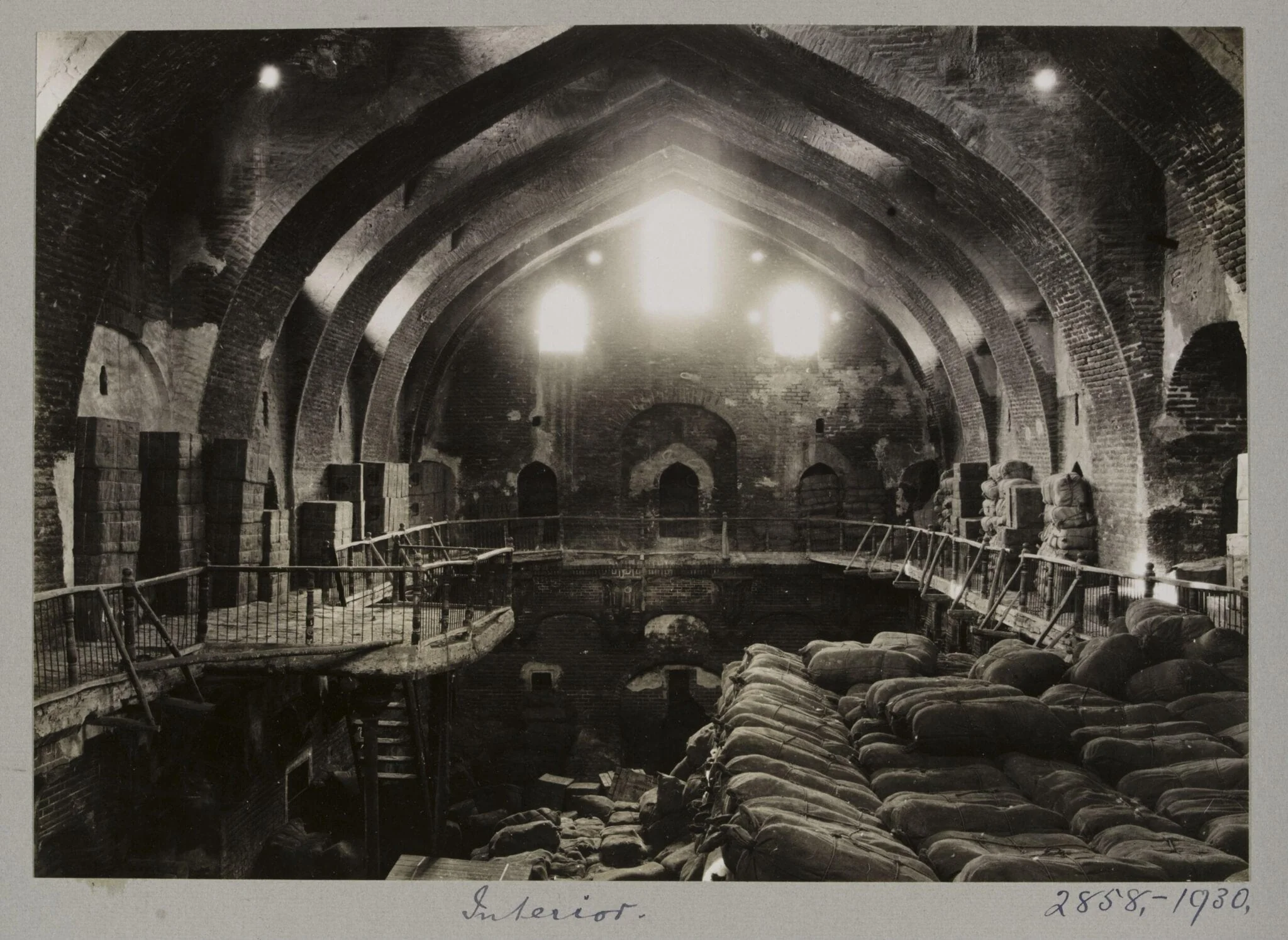 Interior of Khan Othma also known by Khan Murjan, Bagdad, by K.A.C. Creswell, photographic, 2