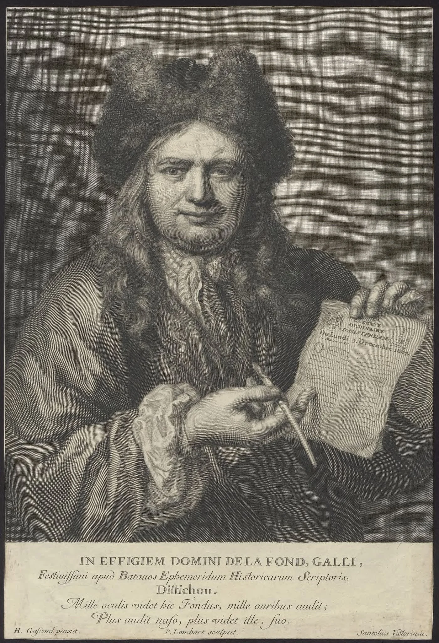 Portrait of mr De La Fond, newspaper writer, by Lombart. P, unspecified