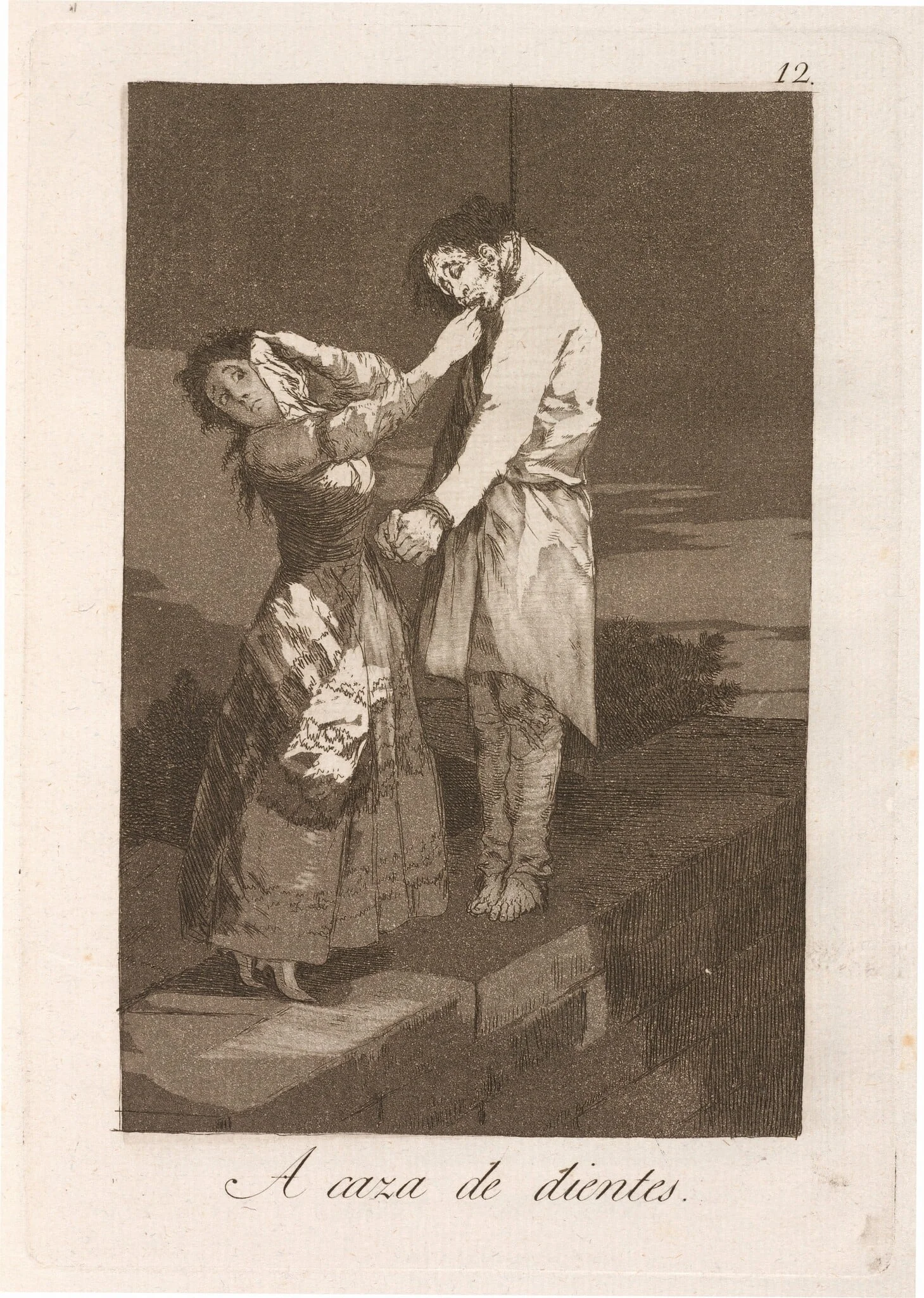A caza de dientes (Out Hunting for Teeth), by Francisco Goya, ink, 1799
