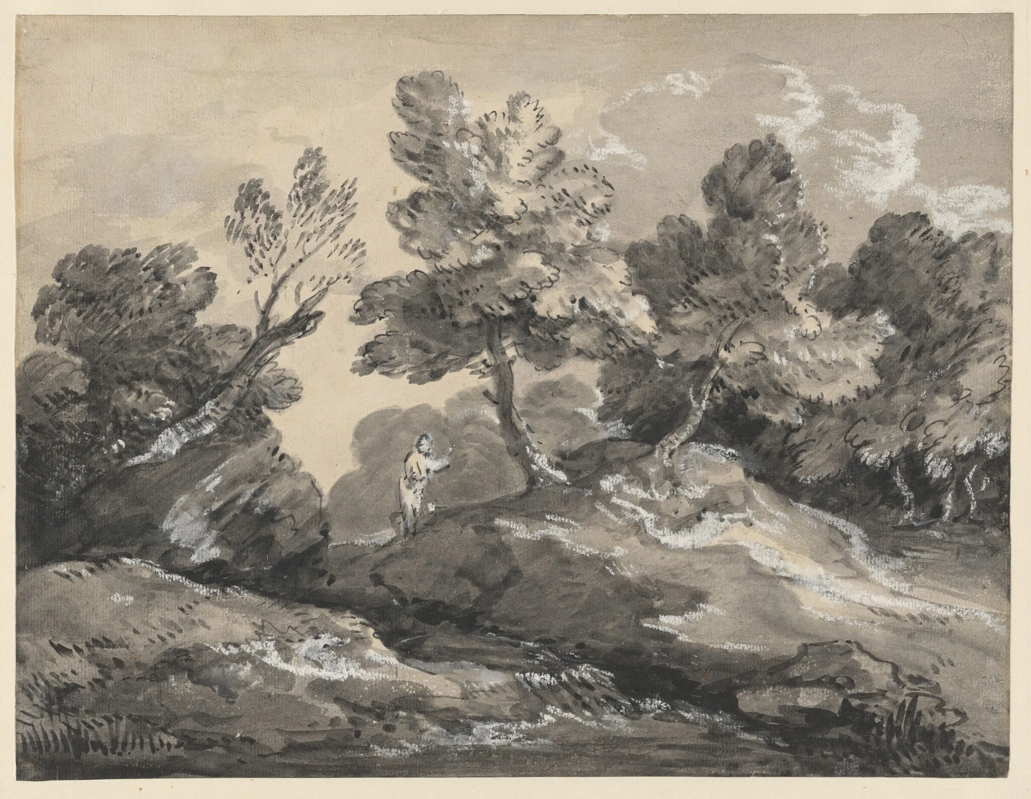 A Rocky Wooded Landscape with a Figure by a Stream