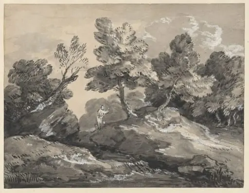 A Rocky Wooded Landscape with a Figure by a Stream