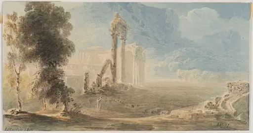 Classical Ruins and Mountains