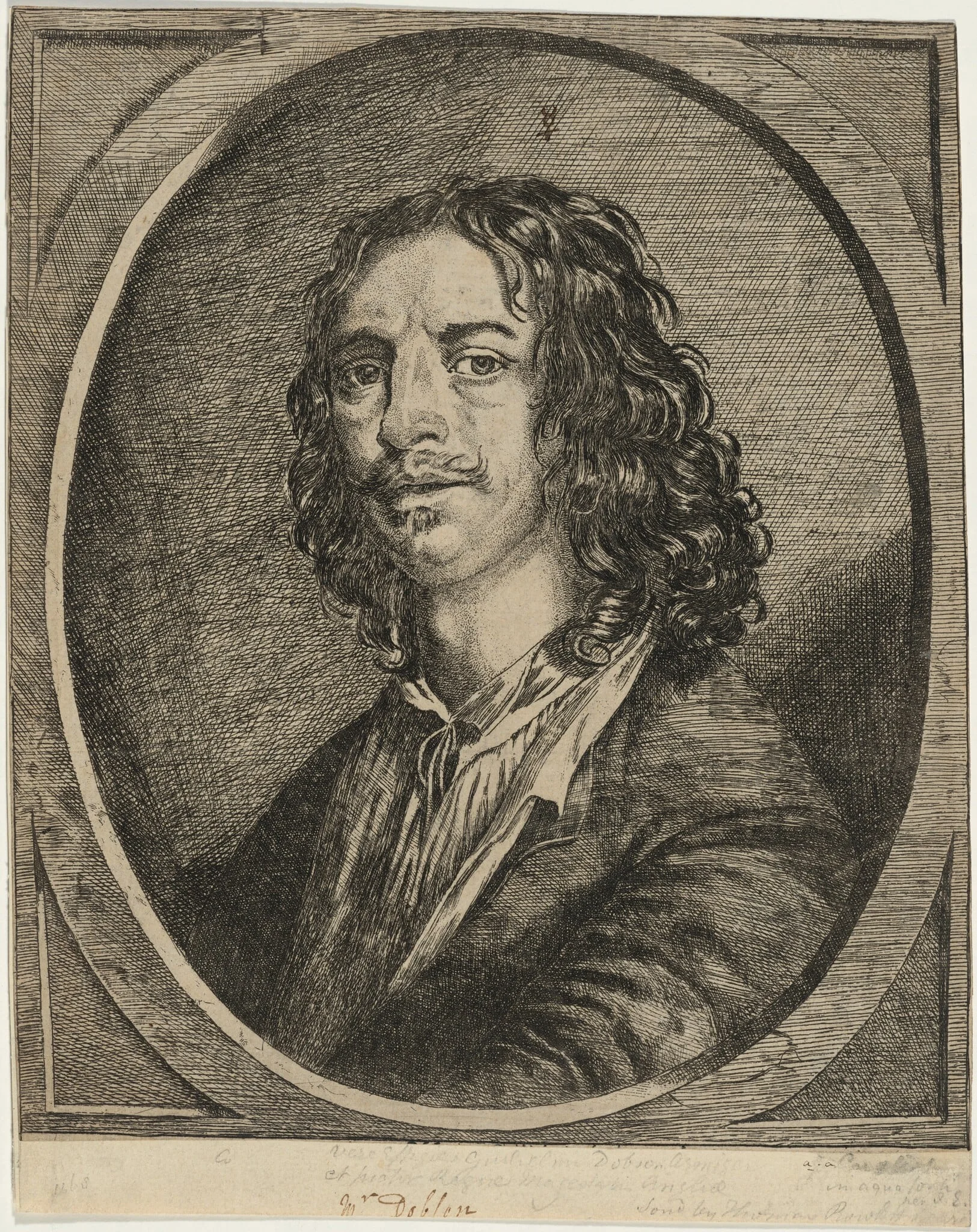 William Dobson, Portrait Painter, by Josias English, ink, 1674