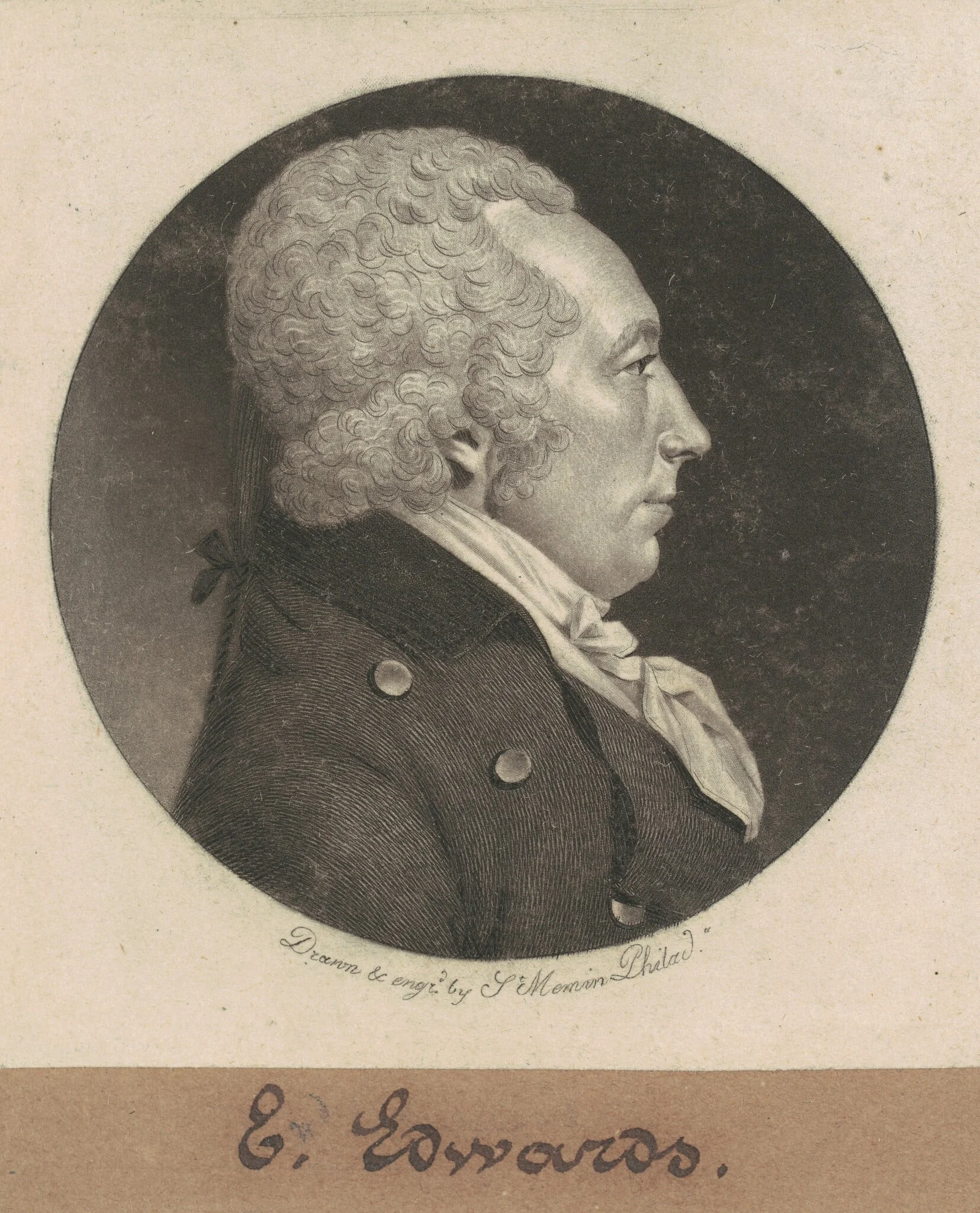 Edward Edwards, by Charles Balthazar Julien Févret de Saint-Mémin, ink, 1799